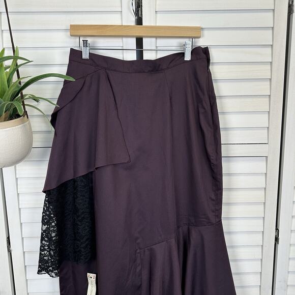 New Dracula Clothing Steampunk Wrap Skirt Purple Black Tier Ruffle Lace Size 16 - Picture 6 of 9